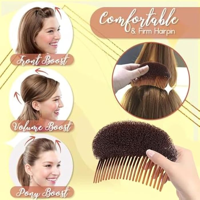 ECIF 2 Pcs Sponge Hair Pad Volume Inserts – Bump It Up Comb Base Bun Maker & Beehive Hair Styler Tool for Women & Girls (Large) - Image 5